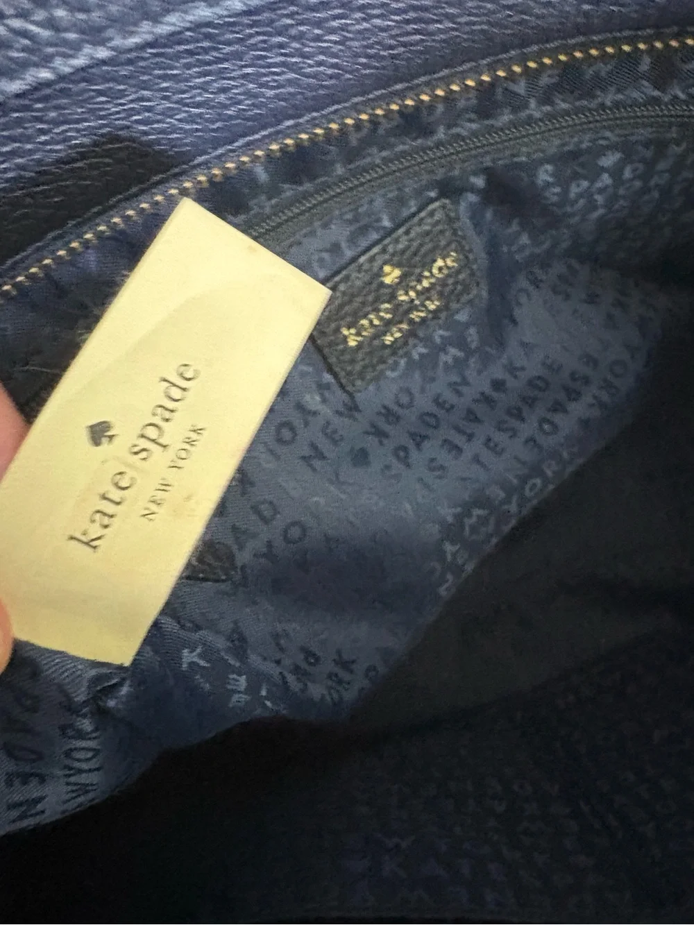 Kate Spade Holden Street Lanie Pebbled Leather Satchel Crossbody Navy Blue EUC